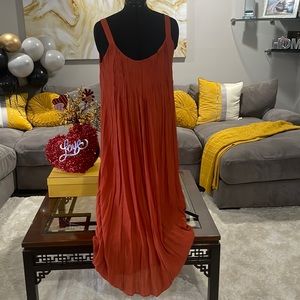 Nanette, lightweight flowy maxi dress. Color burnt orange